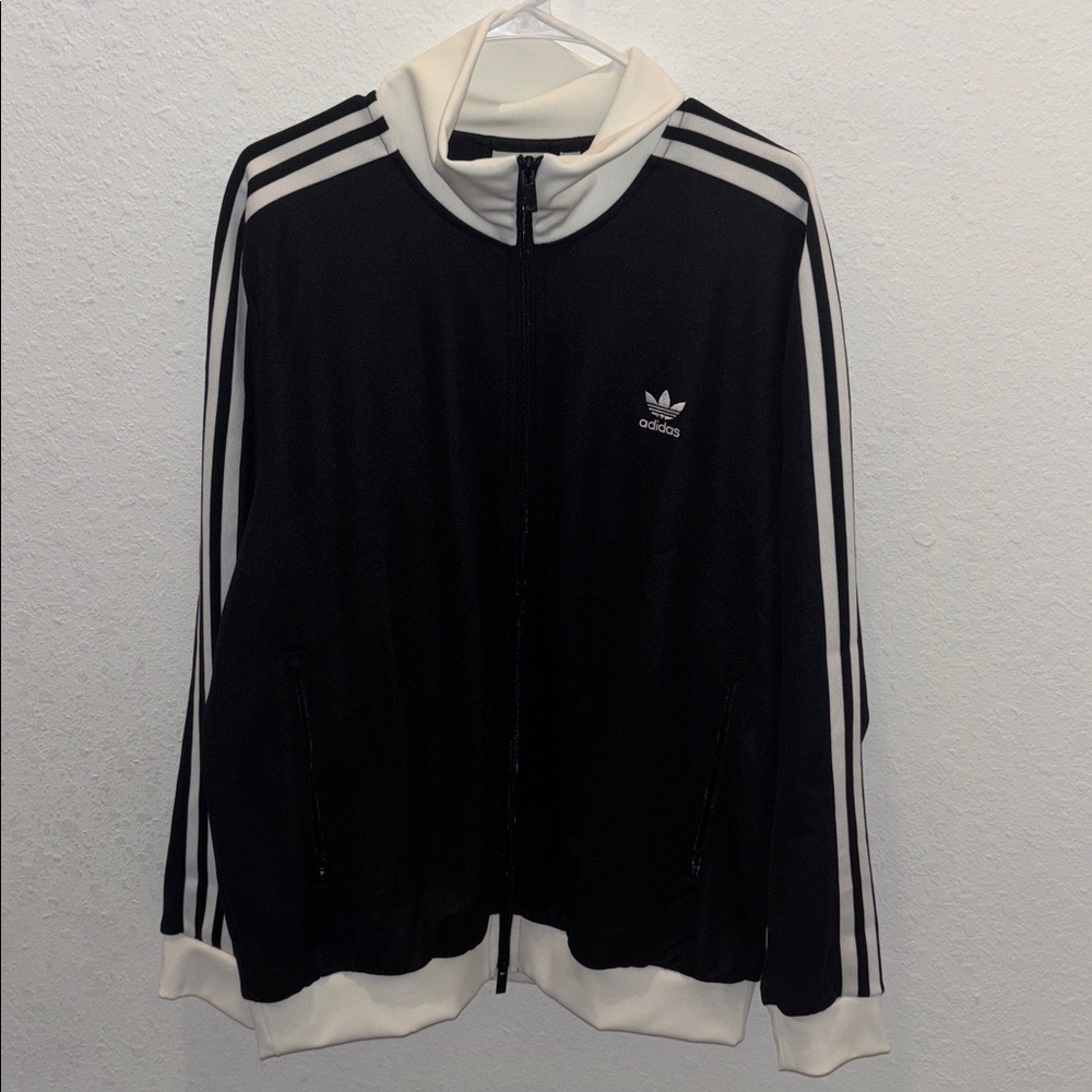 Adidas Classic Black and White Zip-Up Jacket